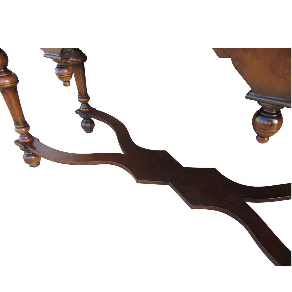 Scott Thomas Traditional Burled Walnut Console Table In Good Condition In Pasadena, TX