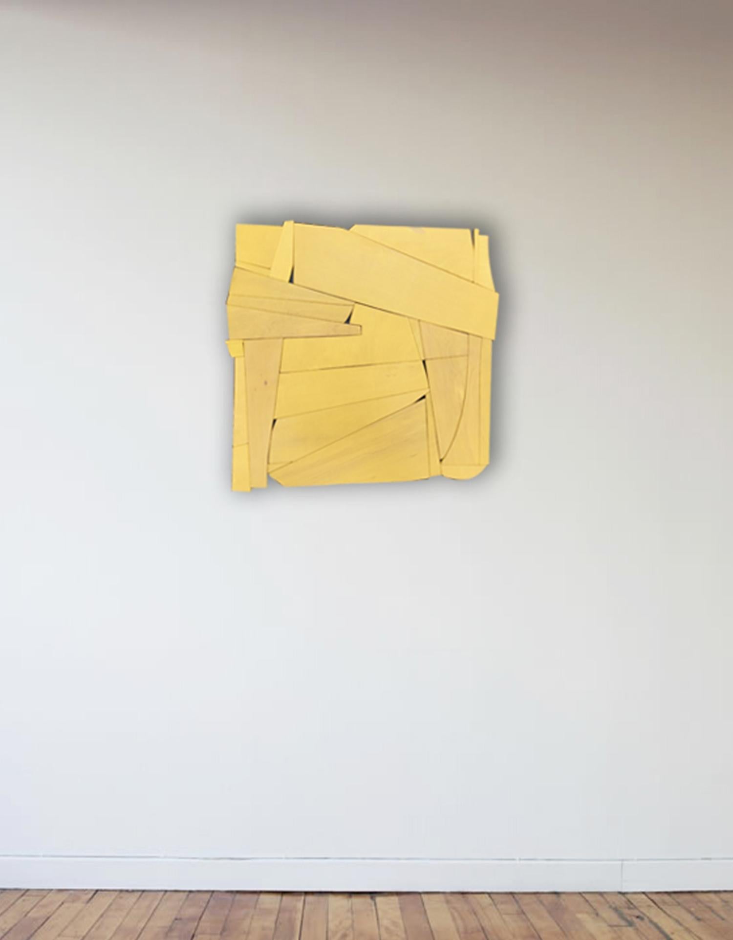 Cornflower II (modern ochre abstract wall sculpture minimal geometric design ) - Sculpture by Scott Troxel
