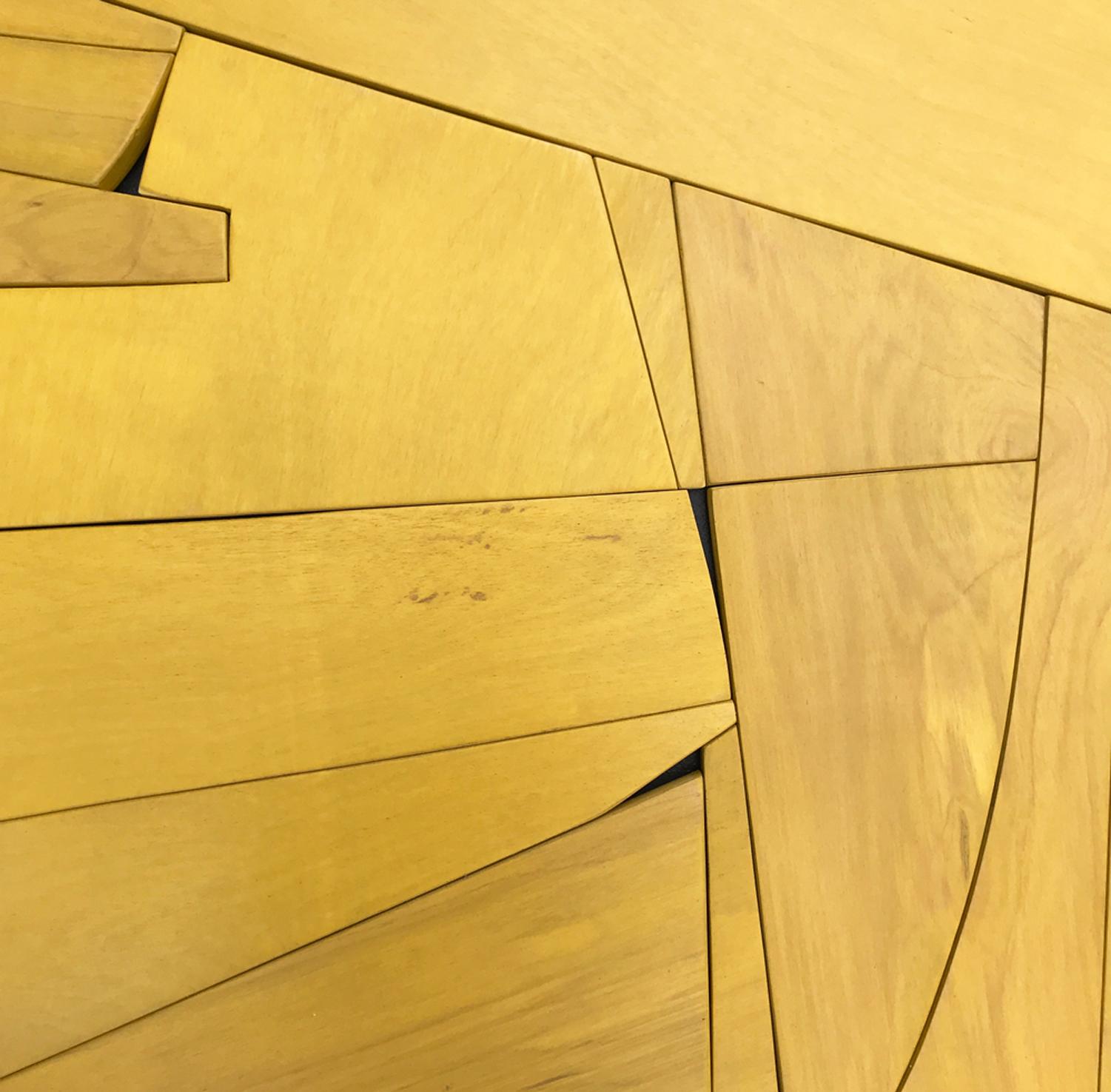 Cornflower II (modern ochre abstract wall sculpture minimal geometric design ) - Brown Abstract Sculpture by Scott Troxel