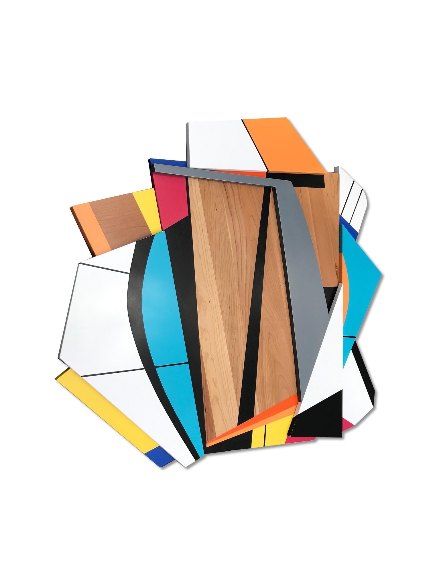 Quiet Riot IV (modern abstract wall sculpture minimal geometric design wood art) 2