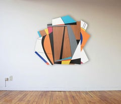 Quiet Riot V (modern abstract wall sculpture minimal geometric design wood art)
