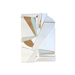 Mint (white teal monochrome natural wood sculpture minimal geometric art deco)