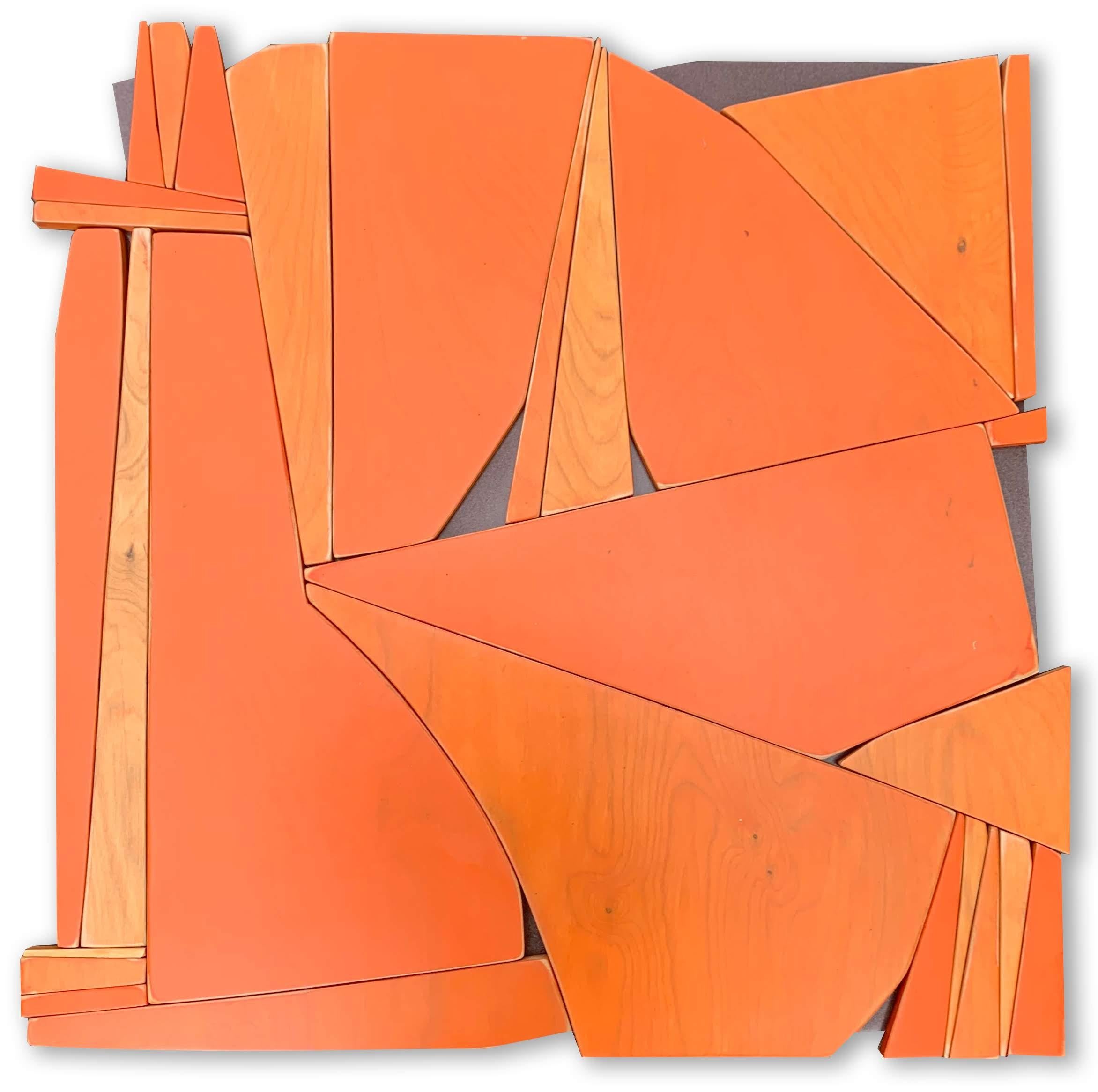 Scott Troxel
Tiki IV, 2019
Acrylic washes on birch, mounted on mdf painted with metallic enamel. Satin Lacquer clear coat.
24 x 24 x 2/3 in.
(trox010)

This original abstract wooden wall sculpture by Scott Troxel has a mid-century modern sensibility