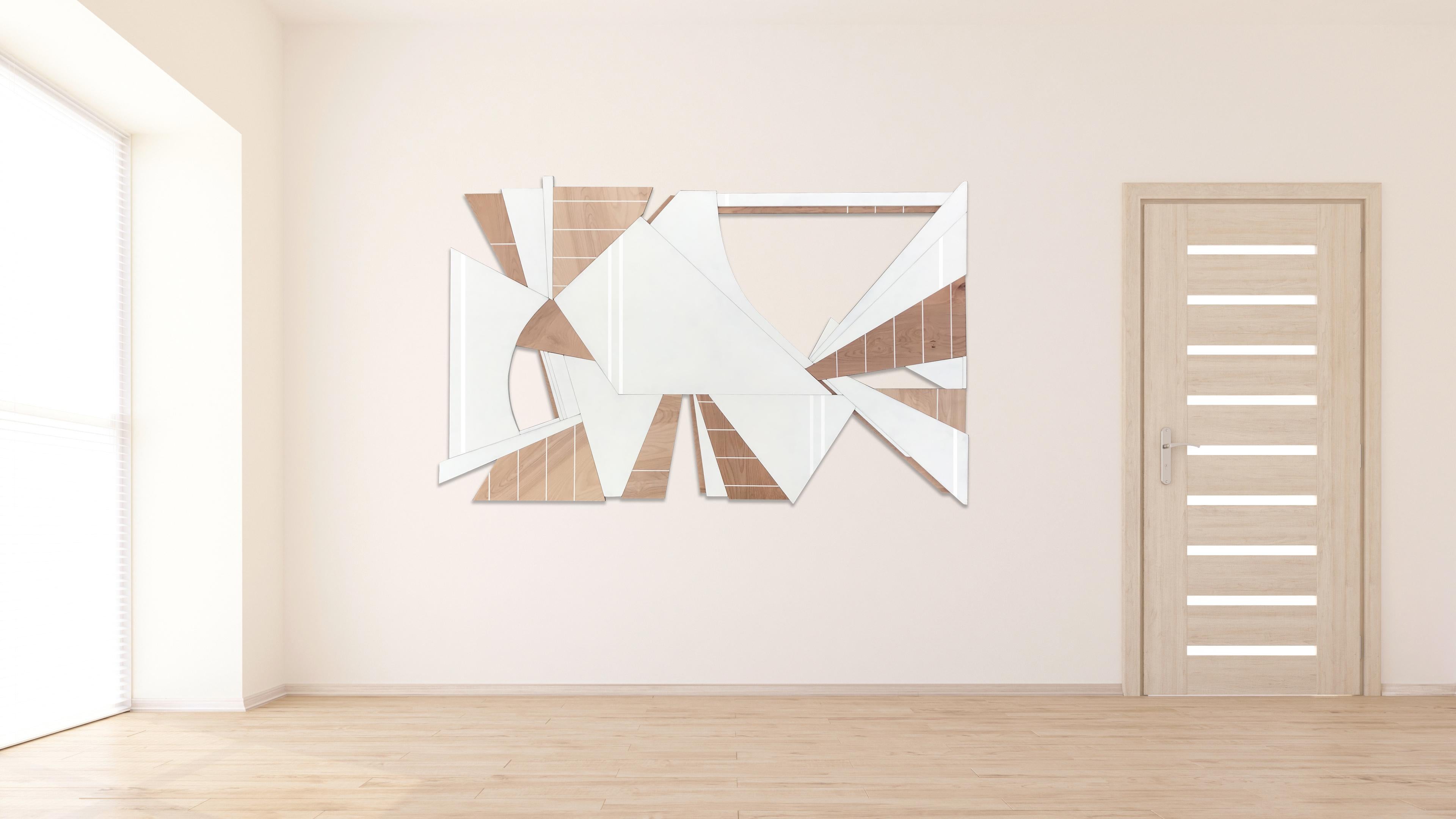 Terebellum (Wyatt Khan off-white wood abstract wall Frank Stella geometric art) - Sculpture by Scott Troxel