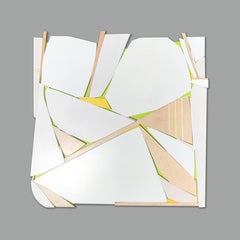 Monochrome Holz-Wandskulptur „30 LOVE“ -tan, cremefarben, weiß, elegant, geometrisch