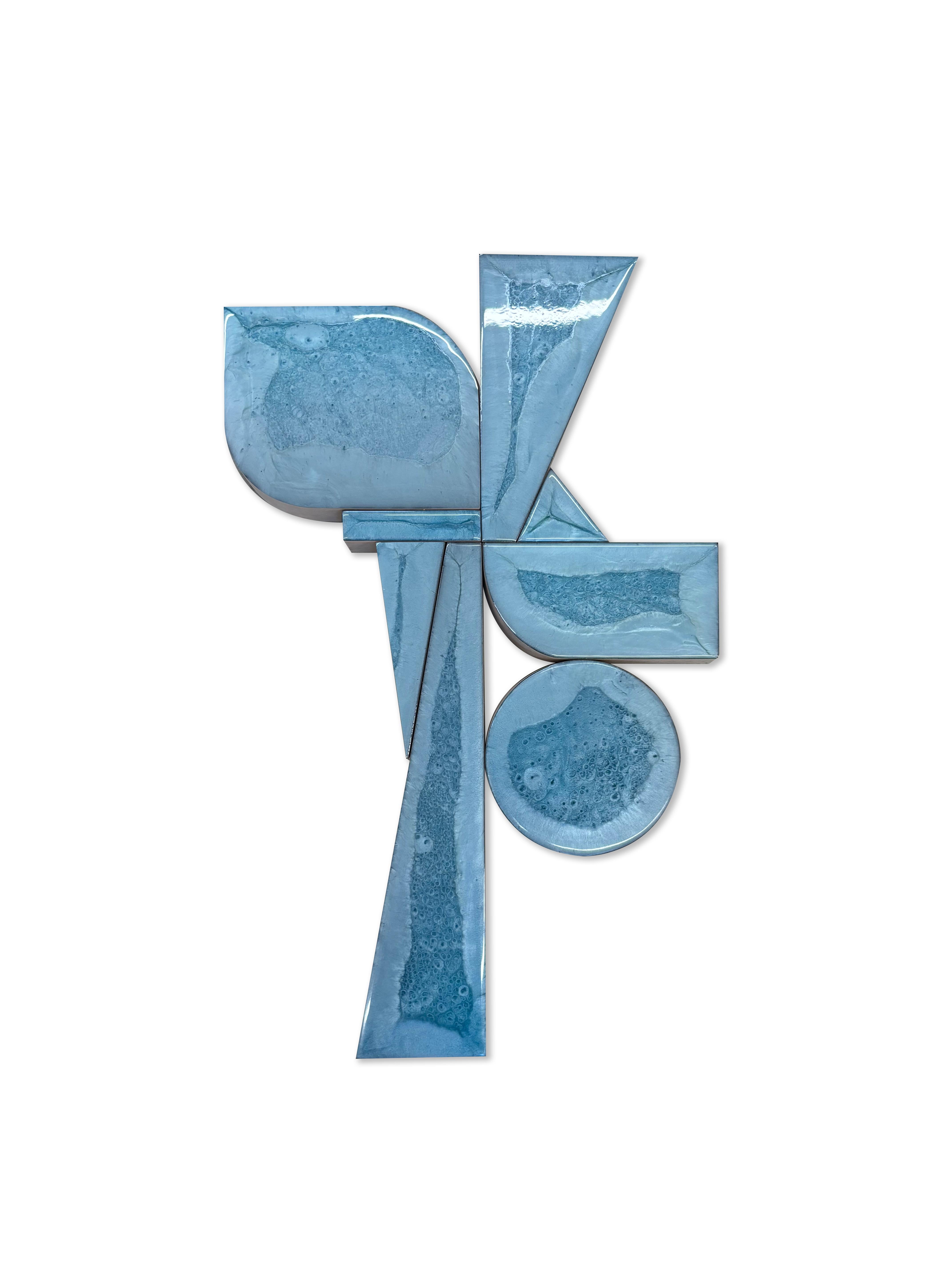 "Azul" Escultura de pared-madera, minimalismo, moderno de mediados de siglo, azul, mcm - Mixed Media Art de Scott Troxel