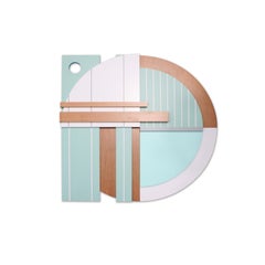 "Bauhaus Mint" Mixed Media Wall Sculpture - white, wood, modern, green gray