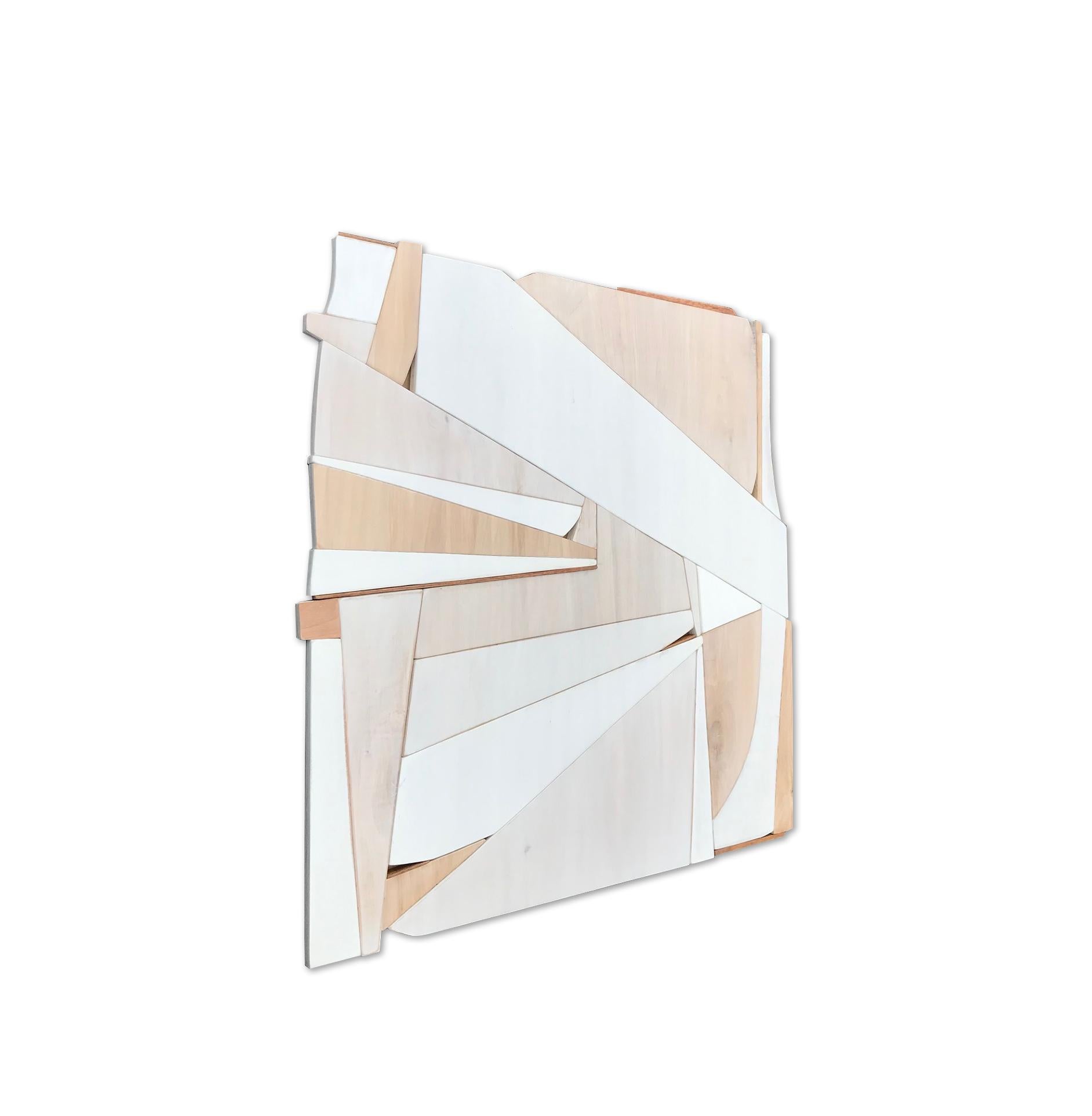 Biscuit III (modern abstract wall sculpture minimal geometric design neutrals) - Minimalist Painting by Scott Troxel