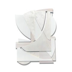 "Blanco" Mixed Media Wall Sculpture  (white, cream, wood, suede, monochrome)