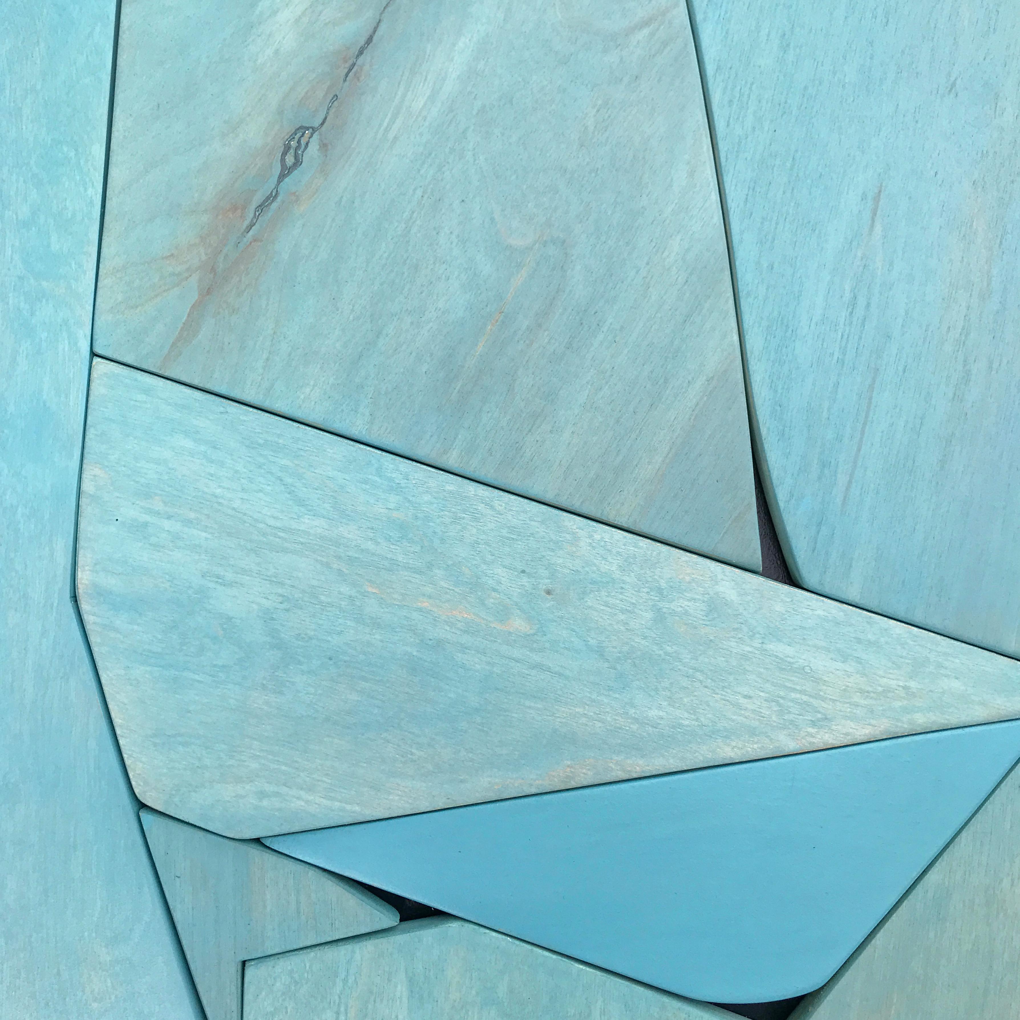 Blue II (modern abstract wall sculpture minimal geometric design blue monochrome - Sculpture by Scott Troxel
