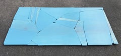 "Blue Two" Monochrome Holz Wandskulptur - Blau, Cyan, Ozean, Azur, Küste