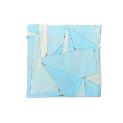 "BlueCopper" Wood Wall Sculpture- monochrome, blue, coastal, azure, cyan, mcm