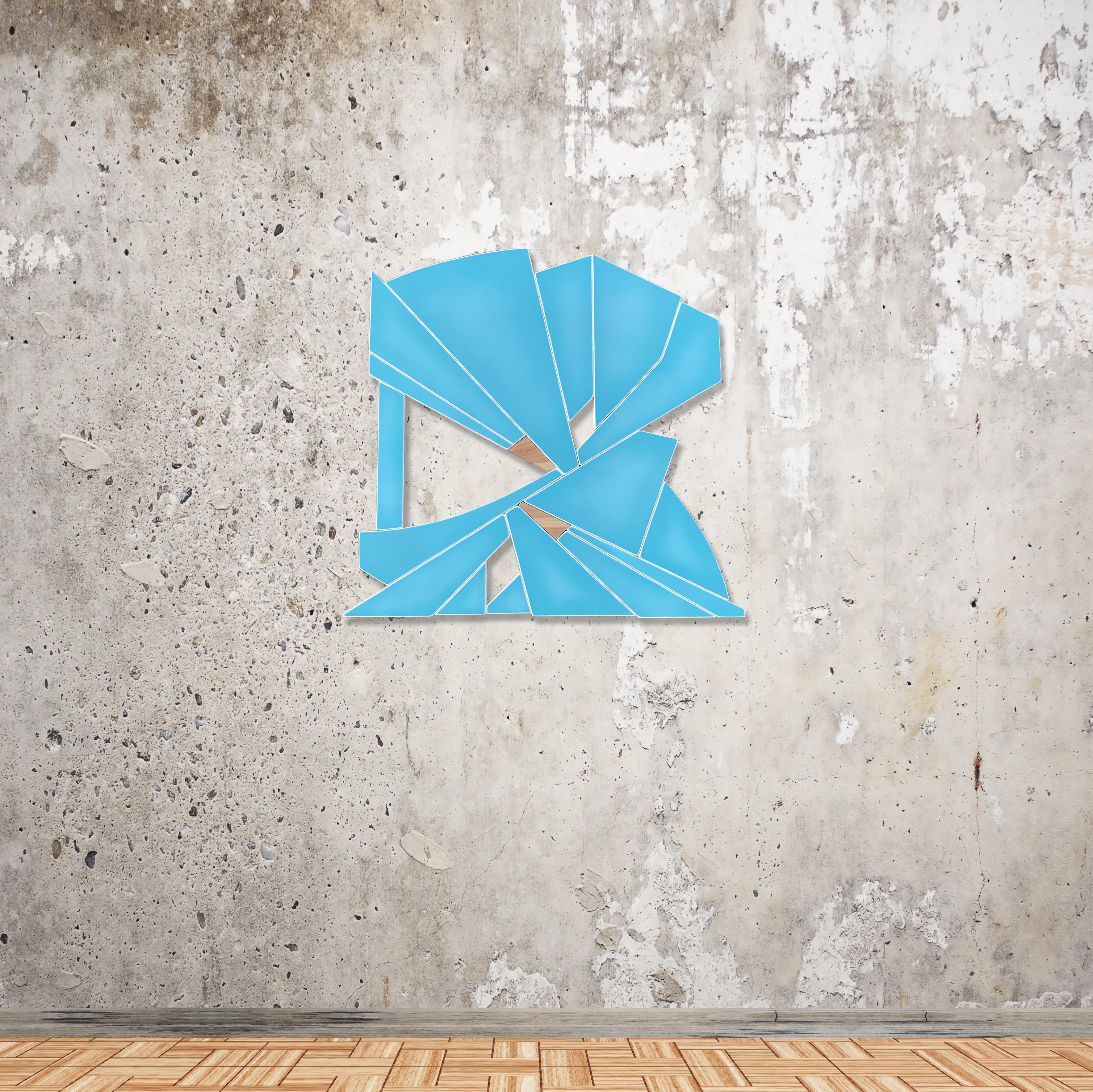 Breaker (art deco ceruleen sky blue modern wall sculpture geometric wyatt khan