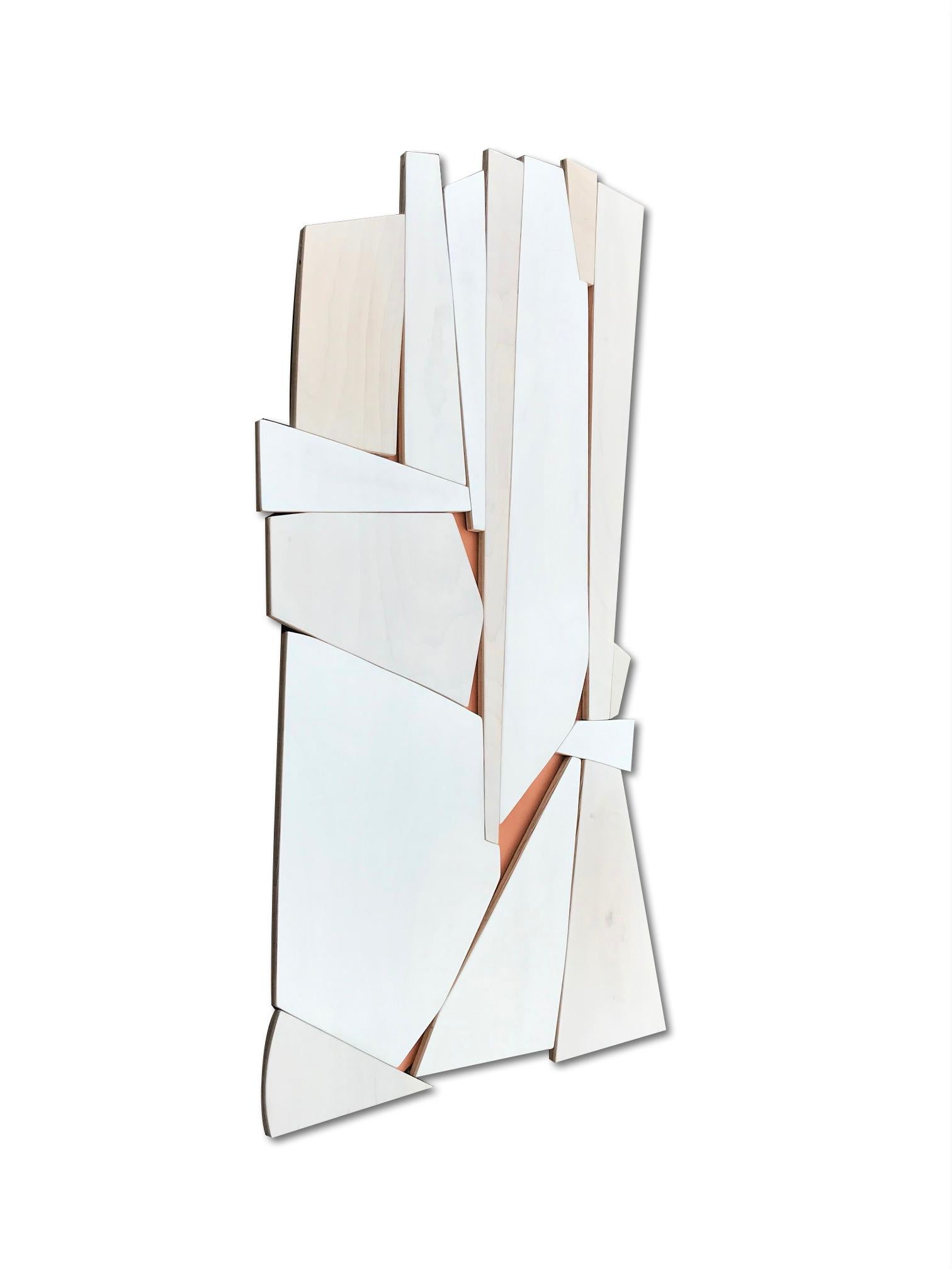 Cathedral 2 (wood modern monochrome wall sculpture minimal geometric design - Painting by Scott Troxel