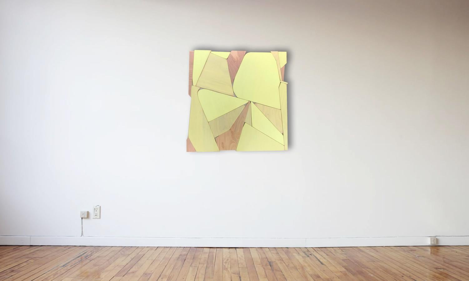 Champagne Sunrise (yellow modern wall sculpture minimal abstract geometric art) - Minimalist Sculpture by Scott Troxel