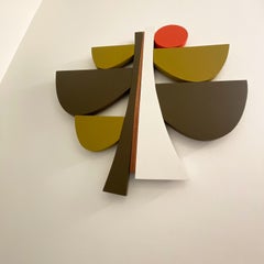 "ChocolateOchre" Wall Sculpture mid century modern, white, orange, brown, mcm