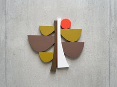 "ChocolateOchre" Wall Sculpture mid century modern, white, orange, brown, mcm