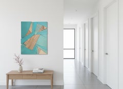 Sculpture murale en techniques mixtes « Coral Span » (wood, bleu, côte, monochrome)