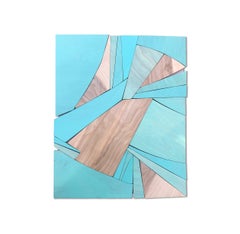"Coastal Span" Mixed Media Wall Sculpture (wood, blue, coastal, monochrome)