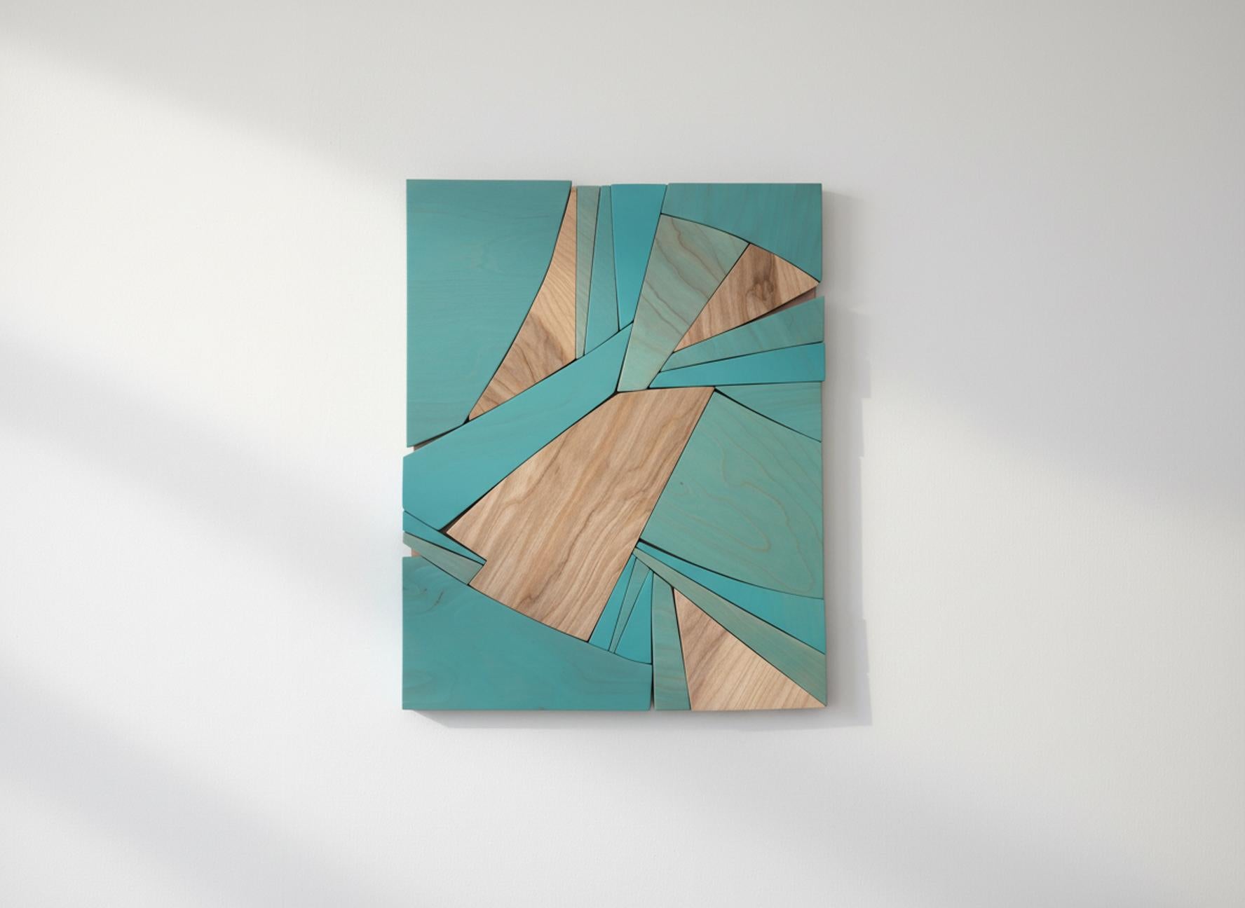 "Coastal Span" Mixed Media Wall Sculpture (wood, blue, coastal, monochrome) - Mixed Media Art by Scott Troxel