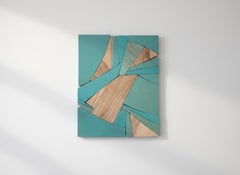 "Coastal Span" Mixed Media Wall Sculpture (wood, blue, coastal, monochrome)