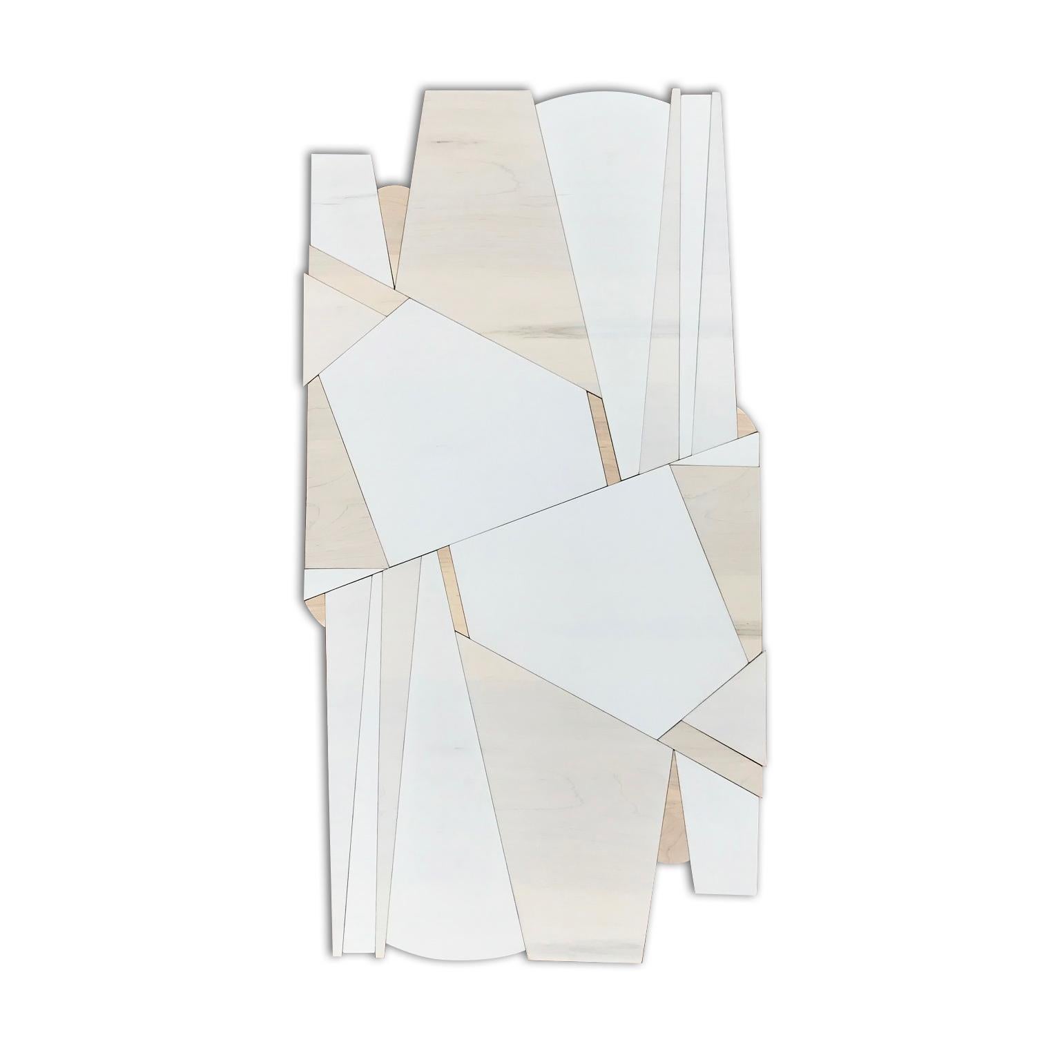 Scott Troxel Abstract Sculpture - Drifter (wood wall sculpture minimal geometric modern natural tan vanilla cream