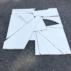 "Duster" Mixed Media Wall Sculpture - white, creme, Wyatt Kahn, Frank Stella