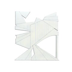 Factory of Faith (Wyatt Khan, white wood abstract wall sculpture geometric art)