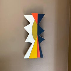 "False Idol 2" Wall Sculpture mid century modern, geometric, navy, blue, wood