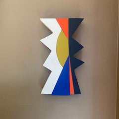 "False Idol" Wall Sculpture mid century modern, geometric, navy, blue, wood