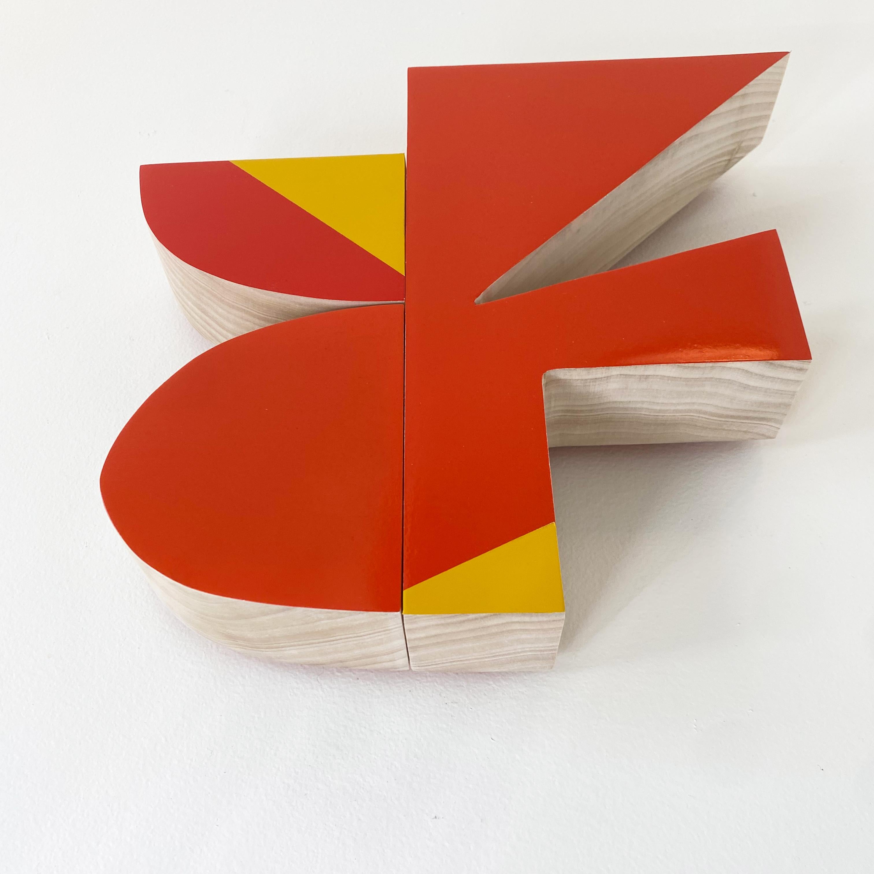 Sculpture murale flashe - moderne du milieu du siècle dernier, rouge, orange, mcm, moderniste, bois en vente 2