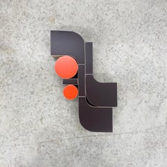 "Flow Meter" Wall Sculpture mid century modern, brown, orange, aubergine, mcm
