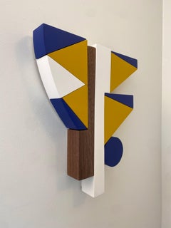 "Harbor Flags" Wall Sculpture mid century modern, blue, yellow, mcm, brown bold