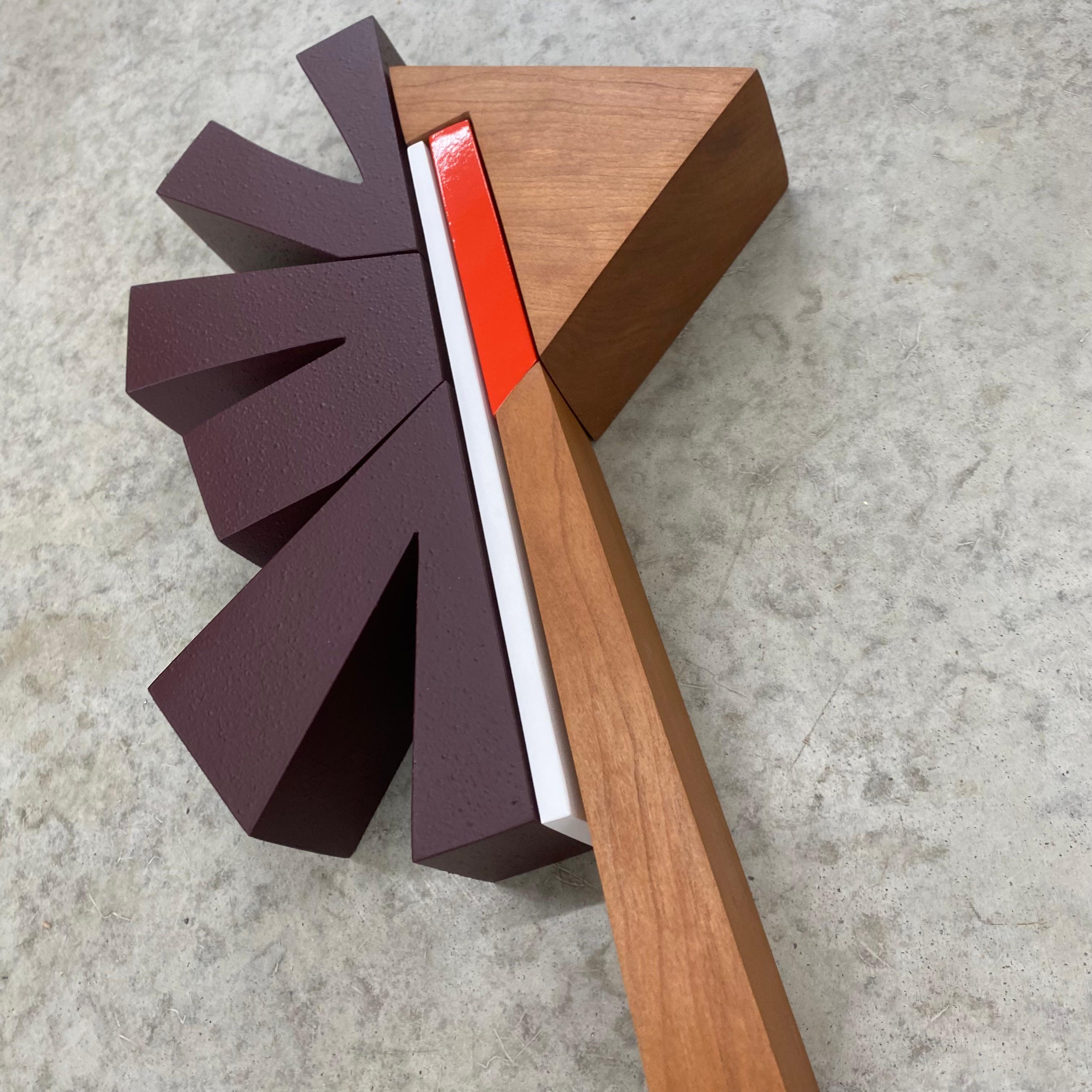 „Hokie“ Wandskulptur – Mid-Century Modern-Wandskulptur, weiß, burgunderrot, rot, orange, mcm im Angebot 1