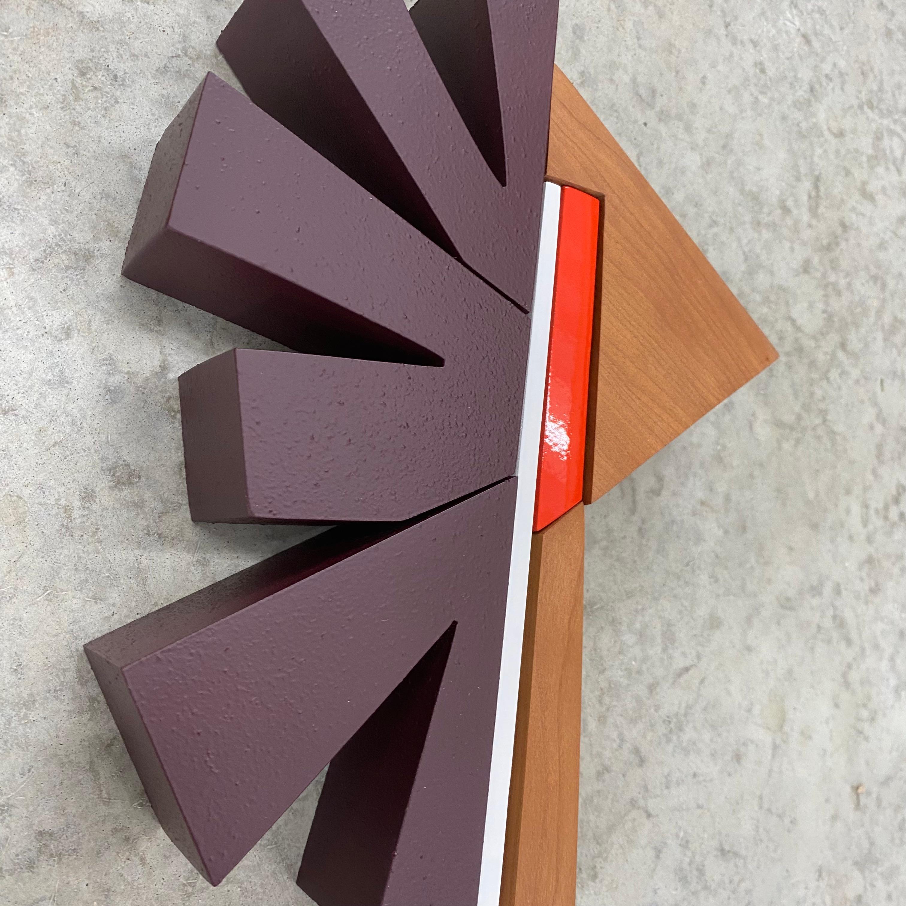 „Hokie“ Wandskulptur – Mid-Century Modern-Wandskulptur, weiß, burgunderrot, rot, orange, mcm im Angebot 2