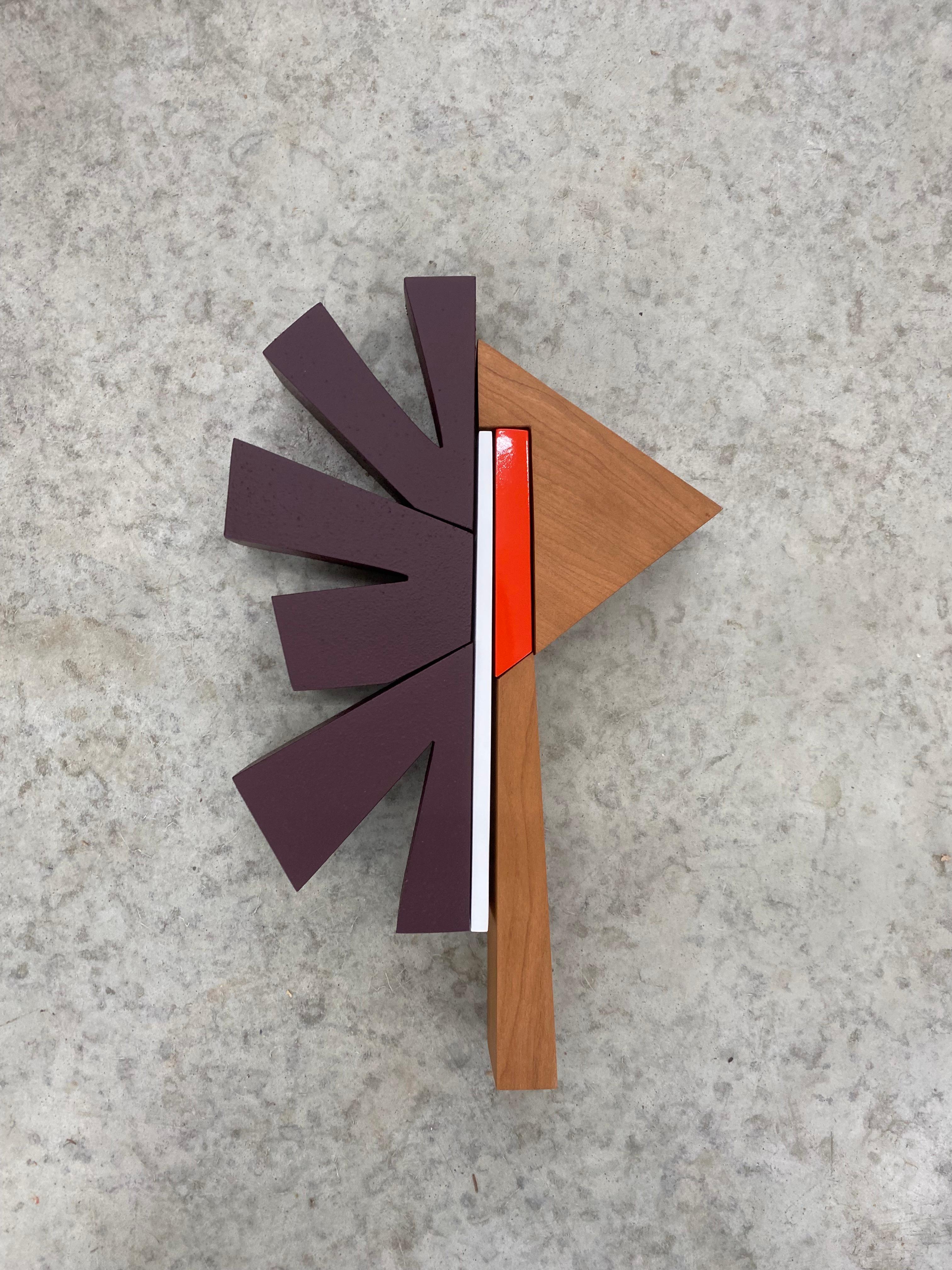 "Hokie" Wall Sculpture- mid century modern, white, burgundy, red, orange, mcm