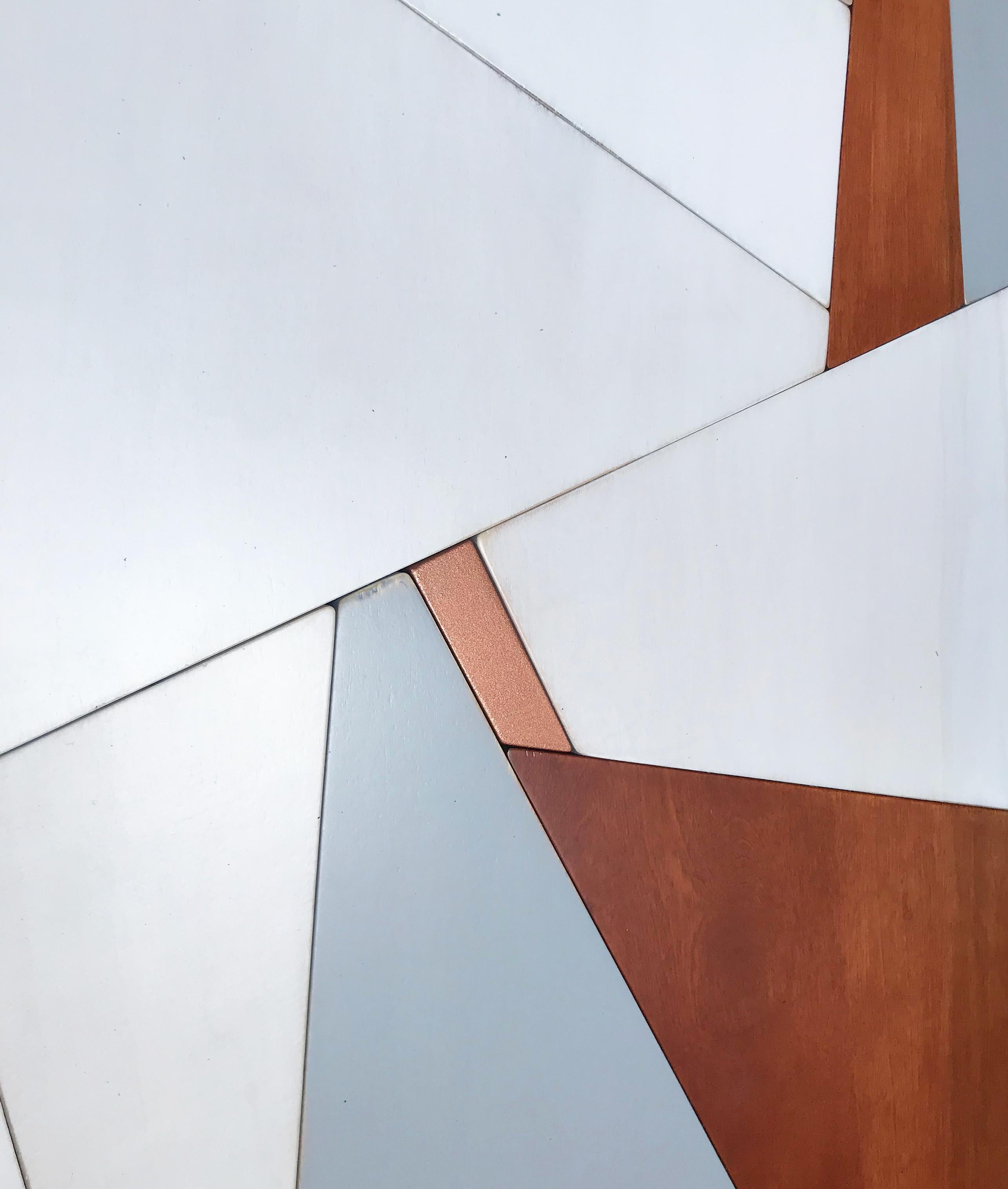Holocene 2 (tondo copper circular modern wall sculpture abstract geometric art) - Sculpture by Scott Troxel