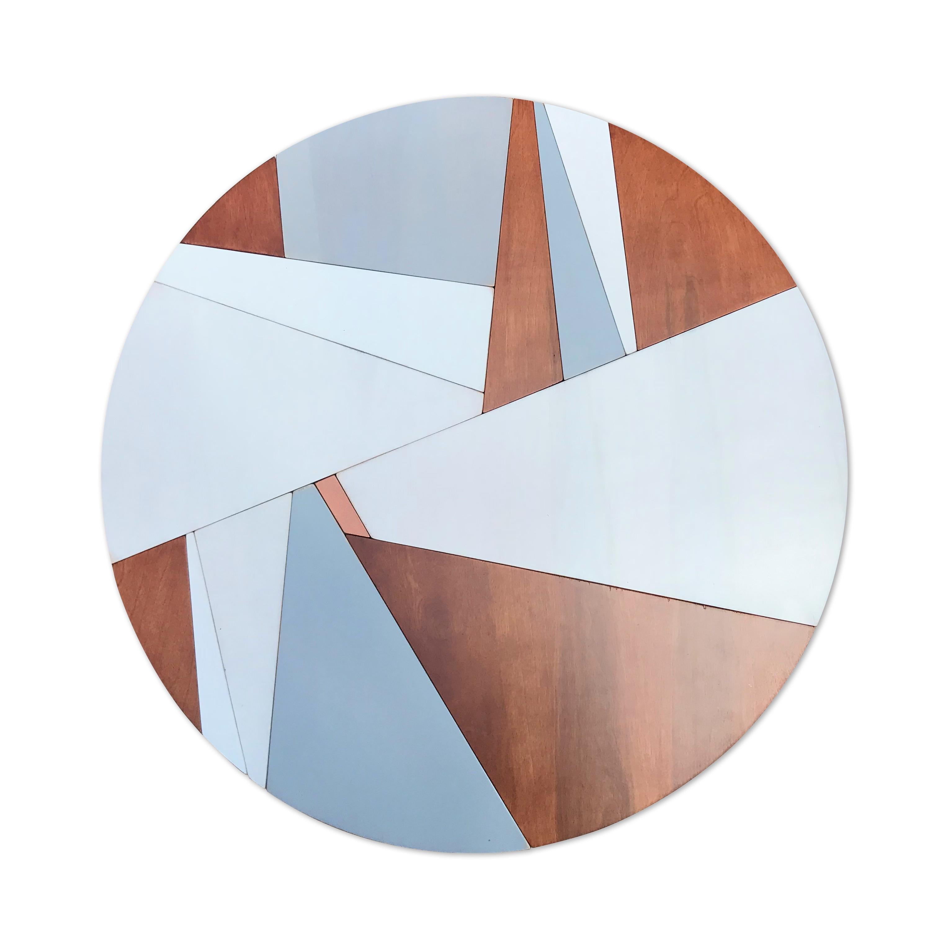 Scott Troxel Abstract Sculpture - Holocene (tondo copper circular modern wall sculpture abstract geometric art)