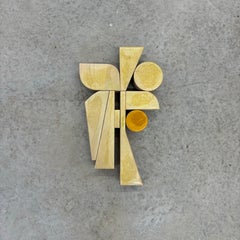 Scultura da parete "Horus" - legno, minimalismo, metà secolo moderno, giallo, sole, MCM