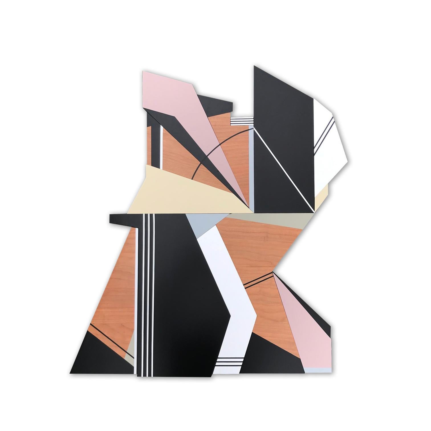 Kratos (wood wall sculpture modern Art Deco design neutrals abstract geometric)