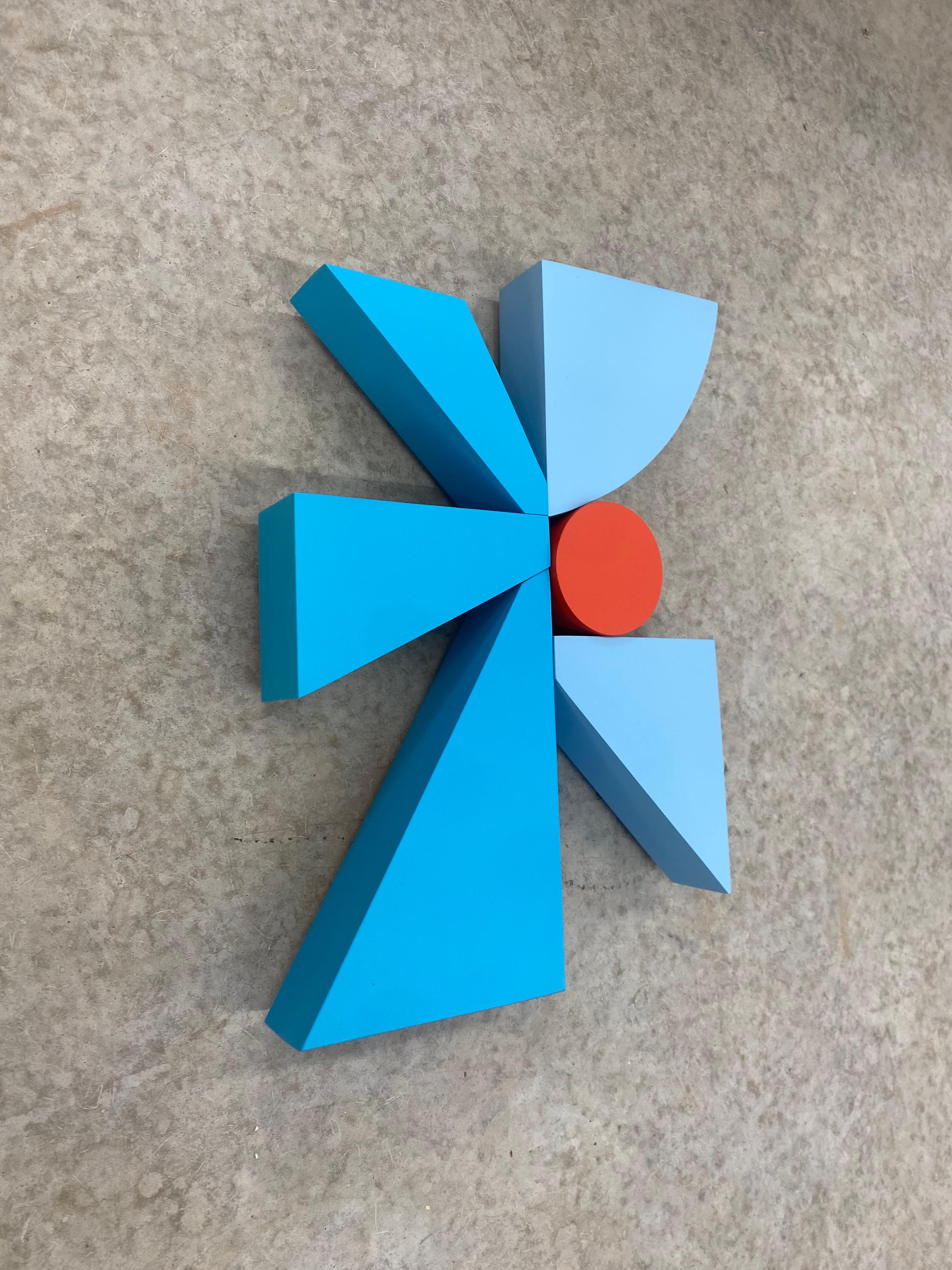 Wandskulptur „Laguna II“ – Mid-Century Modern, blau, orange, mcm, kühn (Moderne), Sculpture, von Scott Troxel