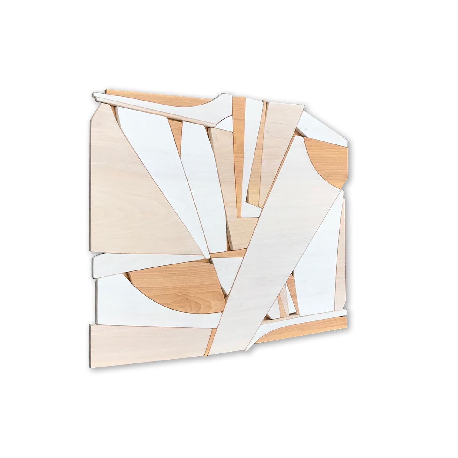 Leisure Class II (modern abstract wall art minimal geometric design neutral wood - Brown Abstract Sculpture by Scott Troxel