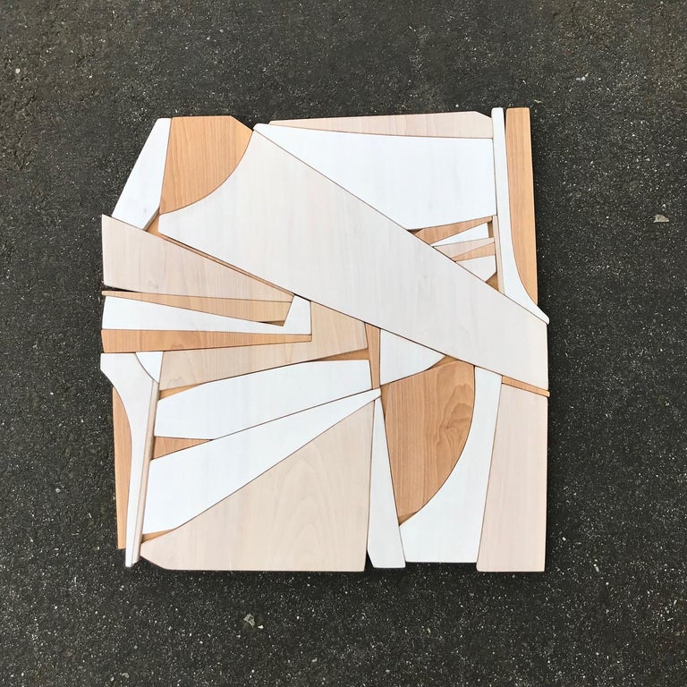 Leisure Class II (modern abstract wall art minimal geometric design neutral wood 1