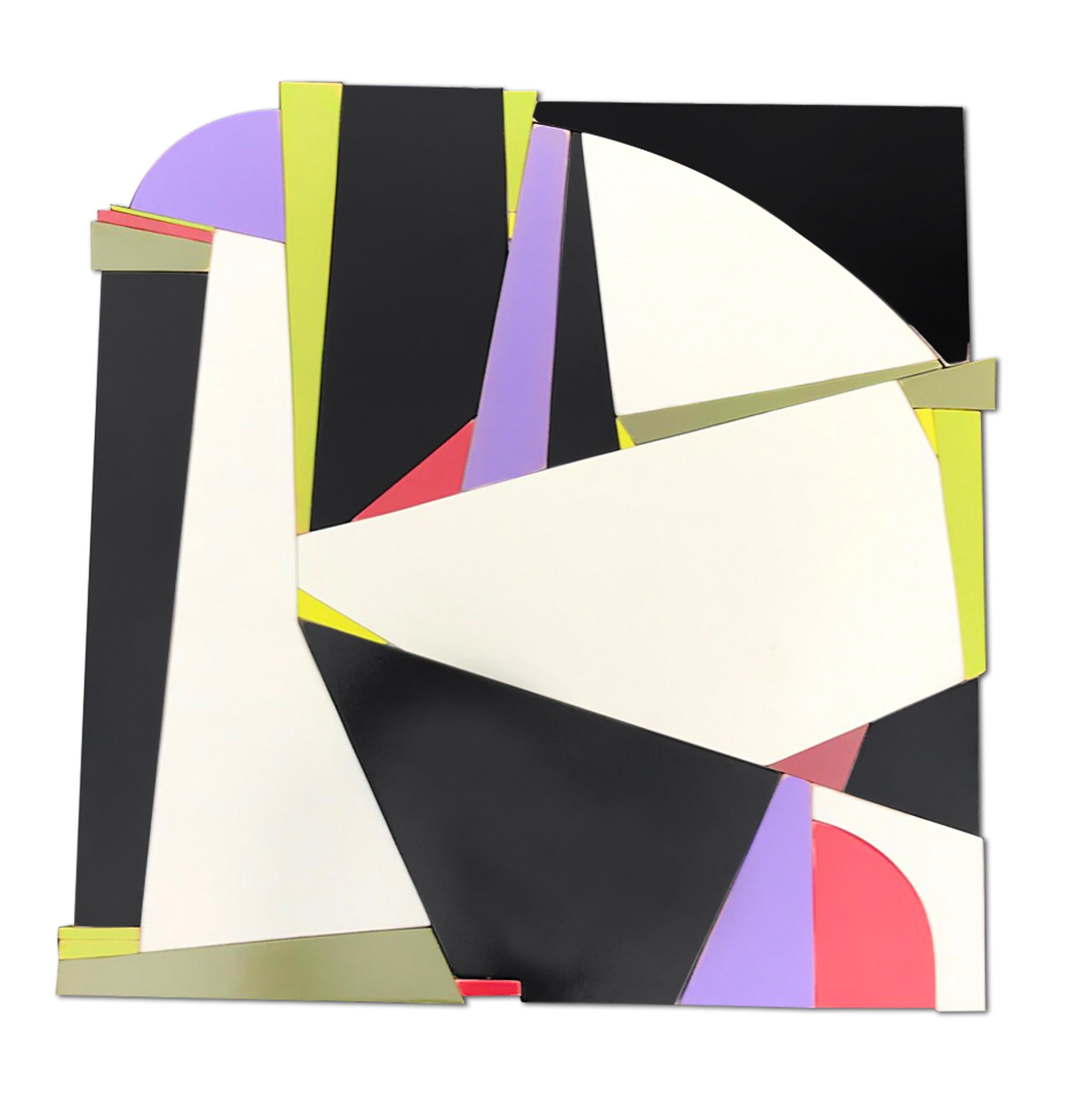 Martini (modern black and white wall sculpture abstract geometric wood design)