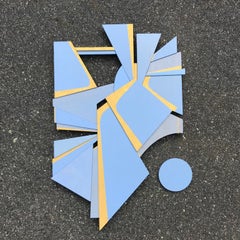 "Modulus II" Wood Wall Sculpture - Modern, blue, periwinkle, gold, mid century