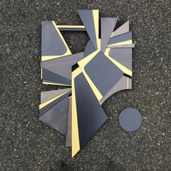 "Modulus III" Wood Wall Sculpture - black, gold, bronze, gray, mcm, charcoal