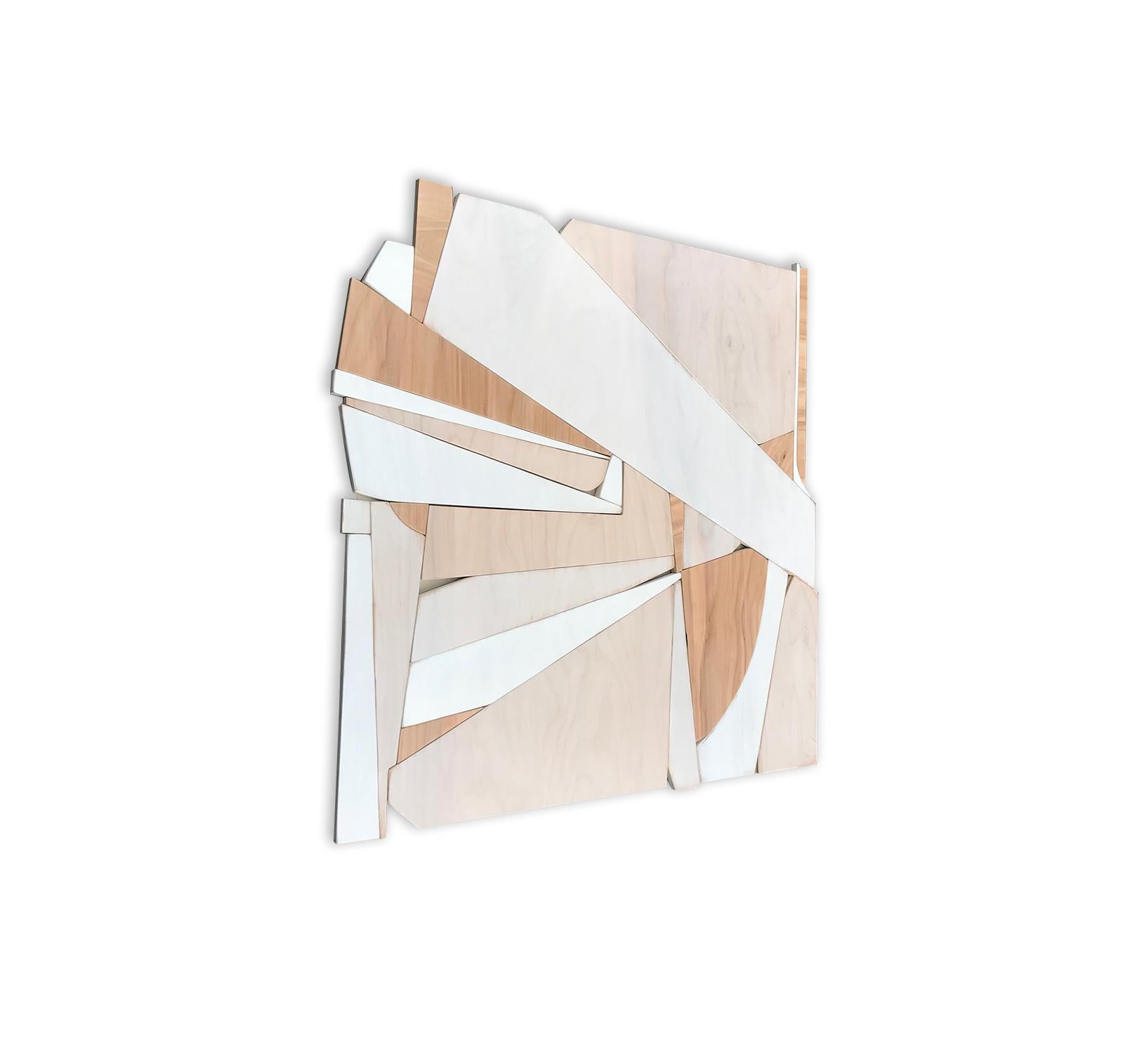 Mystique naturel (sculpture murale abstraite moderne, sculpture géométrique minimale, neutres - Marron Abstract Sculpture par Scott Troxel