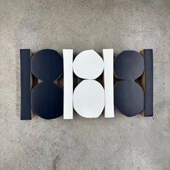 "Navy W" Wall Sculpture- mid century modern, modernism, mcm, navy, white