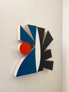 "Oceanside" Wall Sculpture mid century modern, geometric, navy, blue, wood, bold