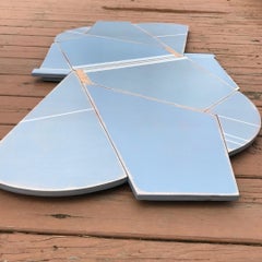 Sculpture murale technique mixte « Old Sport » (blanc, monochrome, bleu, moderne, rustique)